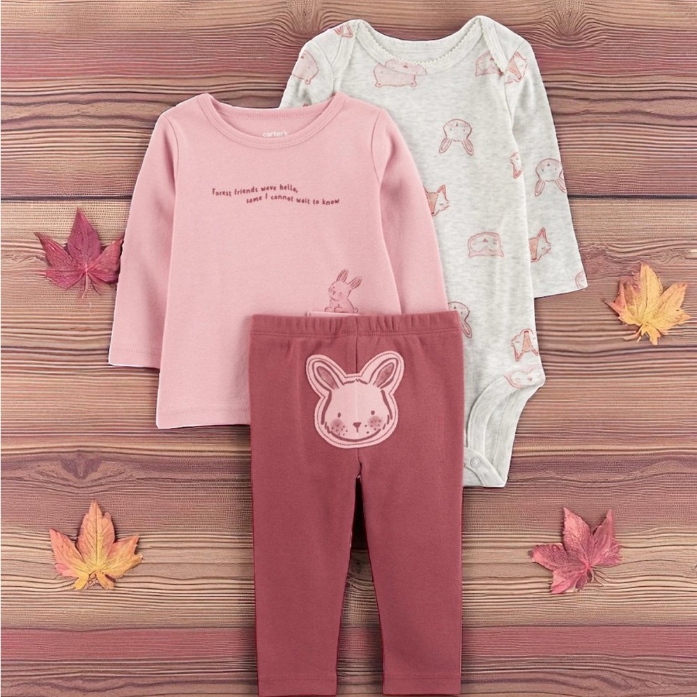 Baby Girl Carter's 3-Piece Forest Friends Layette Set Size 3 Months NWT